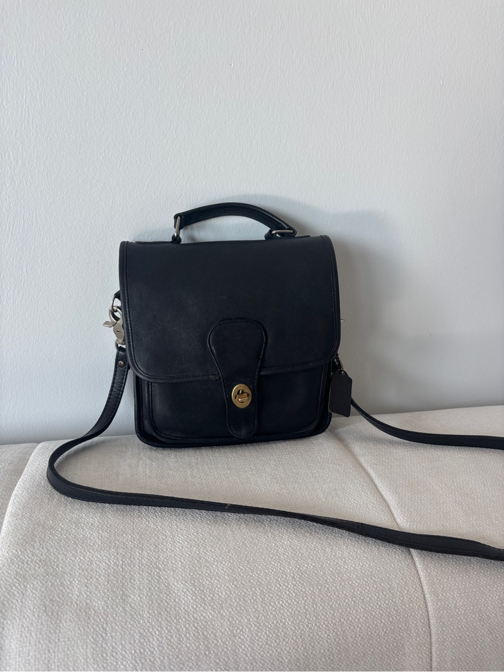 Coach Black Leather Crossbody Satchel